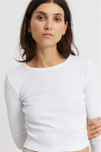 Rethinkit, Soft rib crop tee Key, White